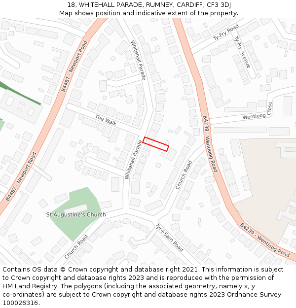 18, WHITEHALL PARADE, RUMNEY, CARDIFF, CF3 3DJ: Location map and indicative extent of plot