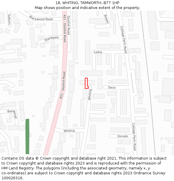 18, WHITING, TAMWORTH, B77 1HP: Location map and indicative extent of plot