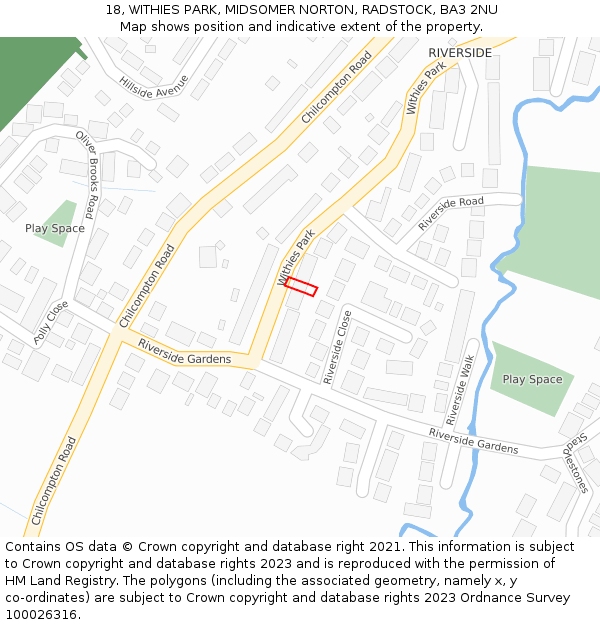 18, WITHIES PARK, MIDSOMER NORTON, RADSTOCK, BA3 2NU: Location map and indicative extent of plot