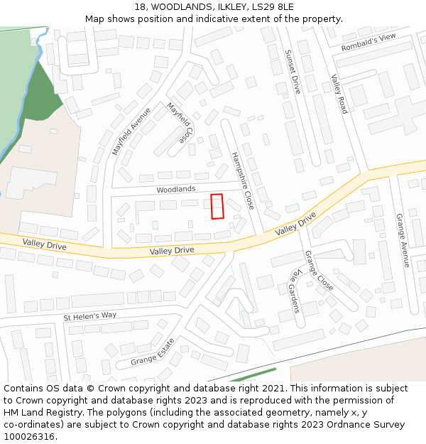 18, WOODLANDS, ILKLEY, LS29 8LE: Location map and indicative extent of plot