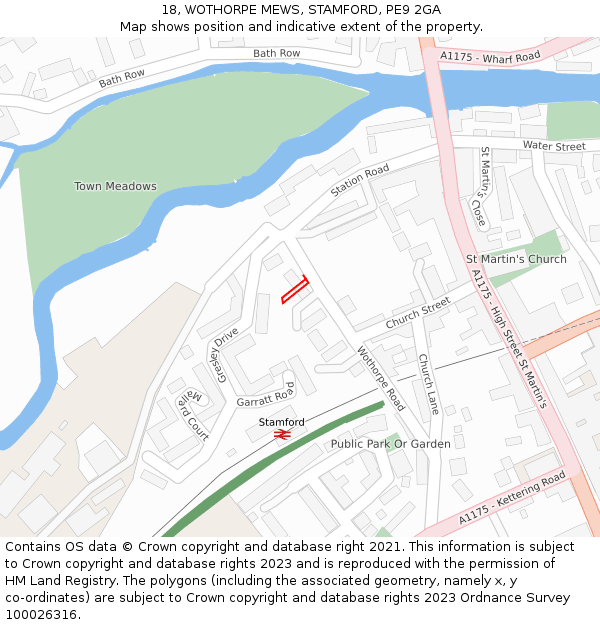 18, WOTHORPE MEWS, STAMFORD, PE9 2GA: Location map and indicative extent of plot