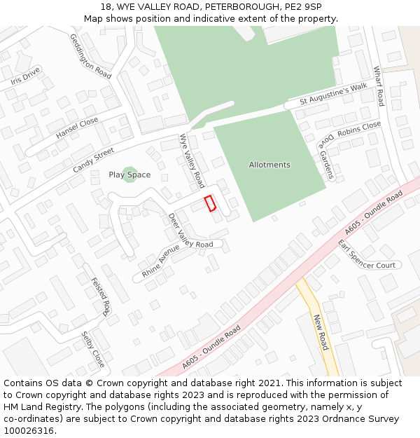 18, WYE VALLEY ROAD, PETERBOROUGH, PE2 9SP: Location map and indicative extent of plot