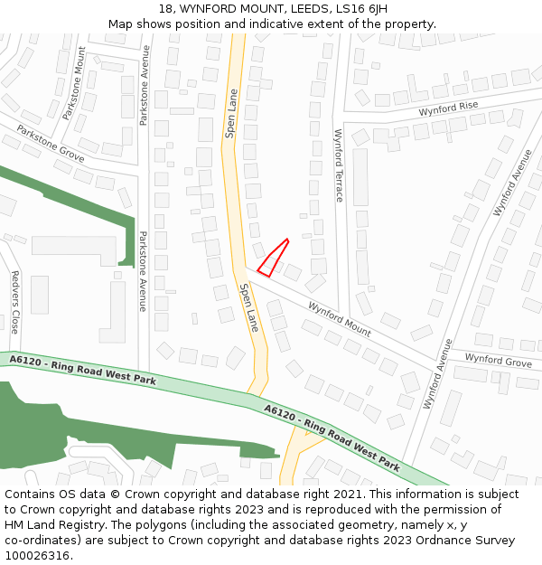 18, WYNFORD MOUNT, LEEDS, LS16 6JH: Location map and indicative extent of plot