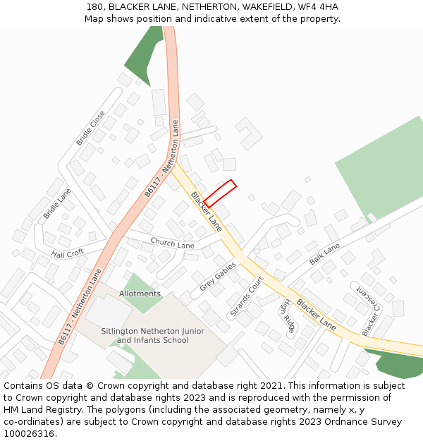 180, BLACKER LANE, NETHERTON, WAKEFIELD, WF4 4HA: Location map and indicative extent of plot
