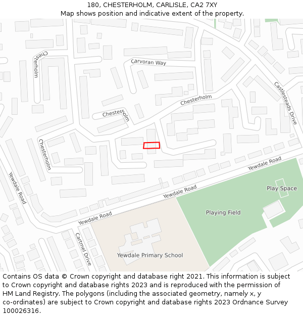 180, CHESTERHOLM, CARLISLE, CA2 7XY: Location map and indicative extent of plot