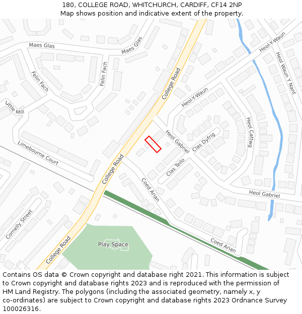 180, COLLEGE ROAD, WHITCHURCH, CARDIFF, CF14 2NP: Location map and indicative extent of plot