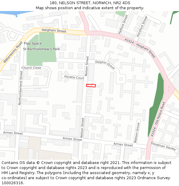 180, NELSON STREET, NORWICH, NR2 4DS: Location map and indicative extent of plot