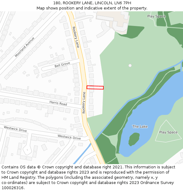 180, ROOKERY LANE, LINCOLN, LN6 7PH: Location map and indicative extent of plot