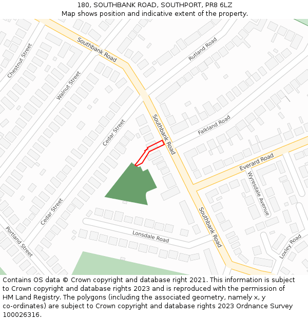 180, SOUTHBANK ROAD, SOUTHPORT, PR8 6LZ: Location map and indicative extent of plot