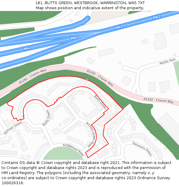 181, BUTTS GREEN, WESTBROOK, WARRINGTON, WA5 7XT: Location map and indicative extent of plot