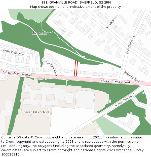 181, GRANVILLE ROAD, SHEFFIELD, S2 2RN: Location map and indicative extent of plot