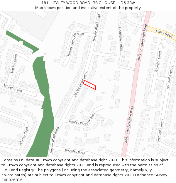 181, HEALEY WOOD ROAD, BRIGHOUSE, HD6 3RW: Location map and indicative extent of plot