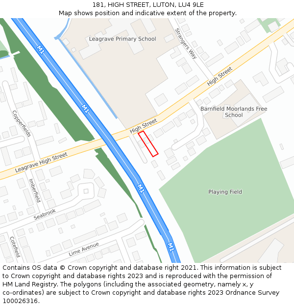 181, HIGH STREET, LUTON, LU4 9LE: Location map and indicative extent of plot