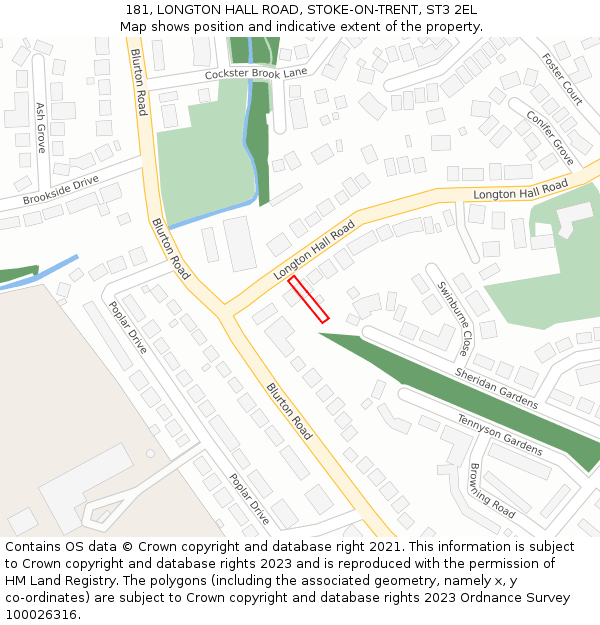 181, LONGTON HALL ROAD, STOKE-ON-TRENT, ST3 2EL: Location map and indicative extent of plot