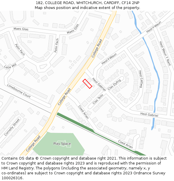 182, COLLEGE ROAD, WHITCHURCH, CARDIFF, CF14 2NP: Location map and indicative extent of plot