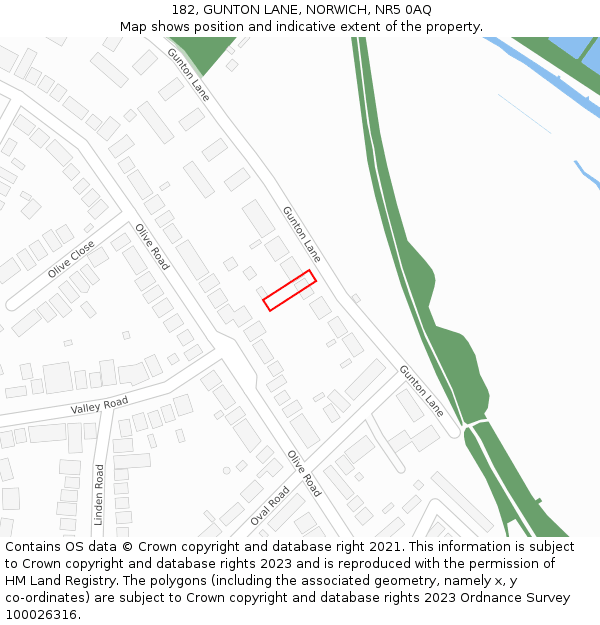 182, GUNTON LANE, NORWICH, NR5 0AQ: Location map and indicative extent of plot