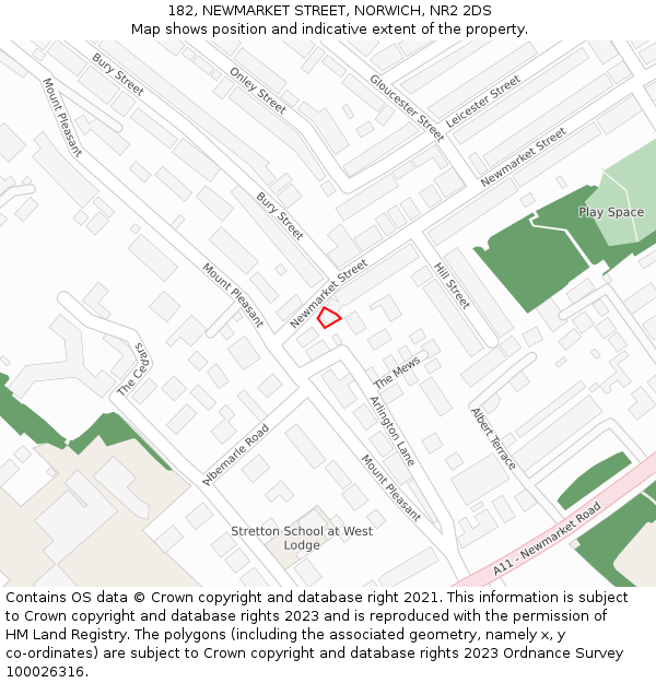 182, NEWMARKET STREET, NORWICH, NR2 2DS: Location map and indicative extent of plot