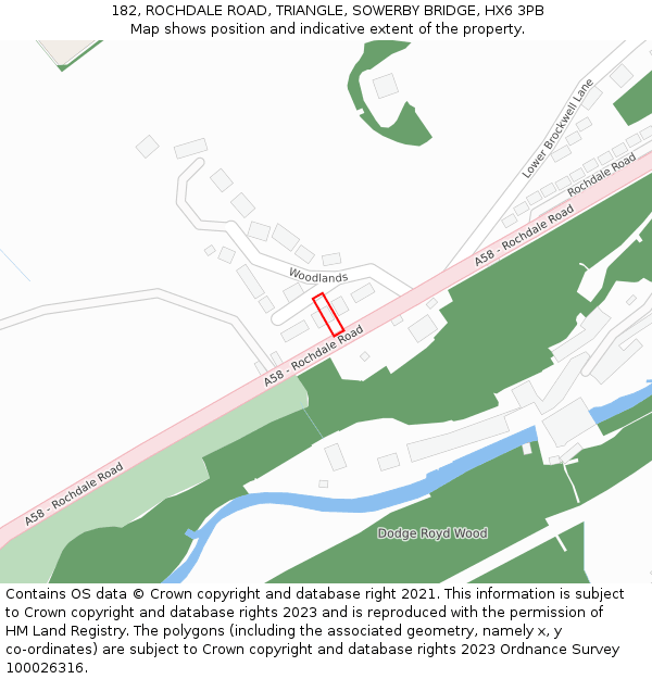 182, ROCHDALE ROAD, TRIANGLE, SOWERBY BRIDGE, HX6 3PB: Location map and indicative extent of plot