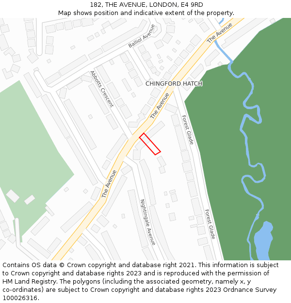 182, THE AVENUE, LONDON, E4 9RD: Location map and indicative extent of plot