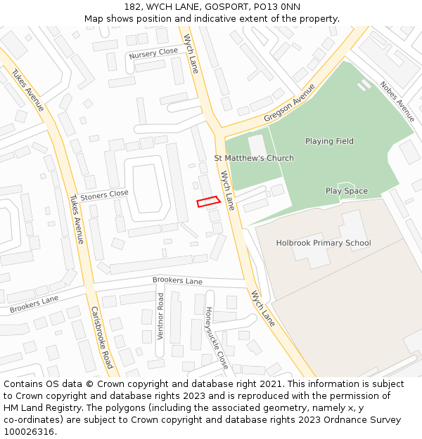 182, WYCH LANE, GOSPORT, PO13 0NN: Location map and indicative extent of plot