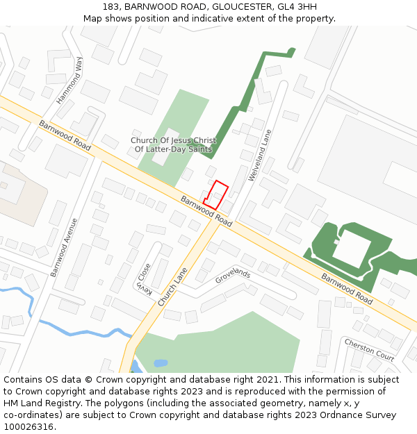183, BARNWOOD ROAD, GLOUCESTER, GL4 3HH: Location map and indicative extent of plot