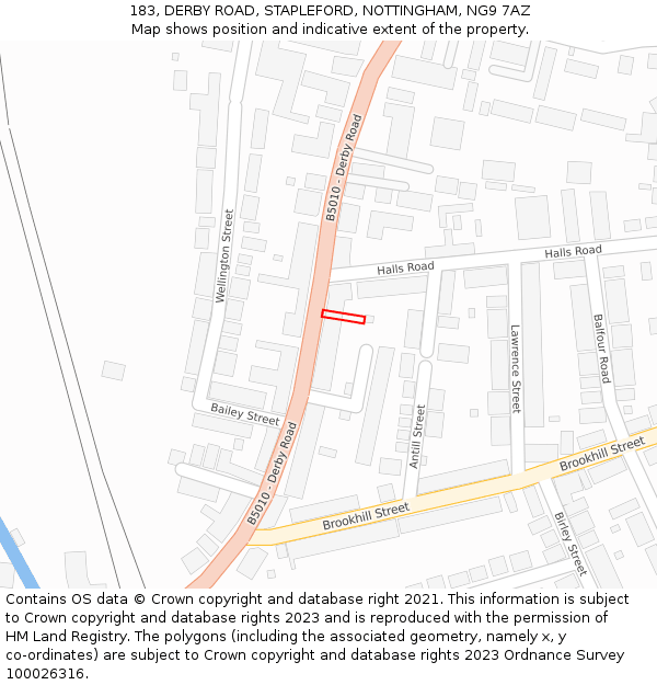 183, DERBY ROAD, STAPLEFORD, NOTTINGHAM, NG9 7AZ: Location map and indicative extent of plot