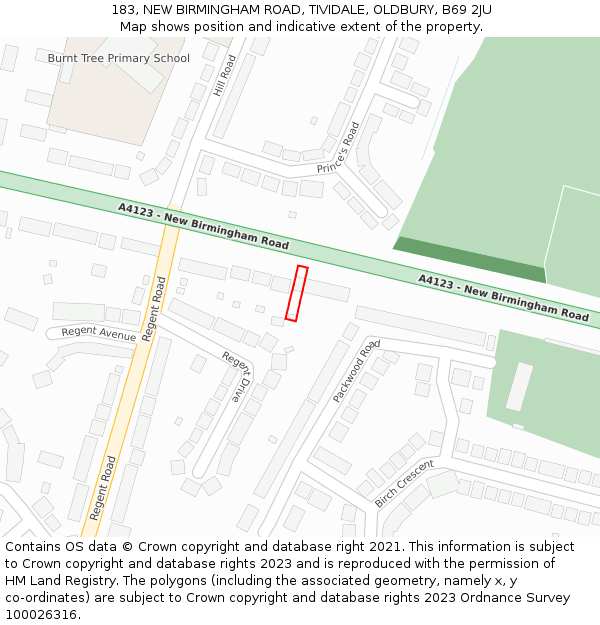 183, NEW BIRMINGHAM ROAD, TIVIDALE, OLDBURY, B69 2JU: Location map and indicative extent of plot
