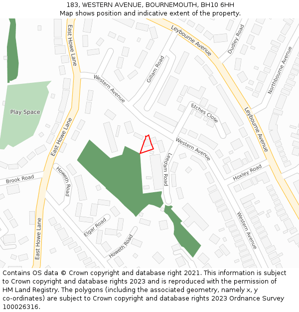 183, WESTERN AVENUE, BOURNEMOUTH, BH10 6HH: Location map and indicative extent of plot
