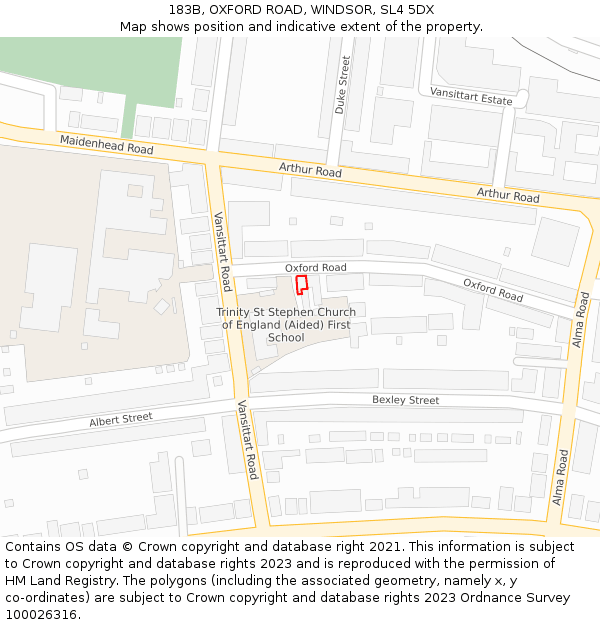 183B, OXFORD ROAD, WINDSOR, SL4 5DX: Location map and indicative extent of plot