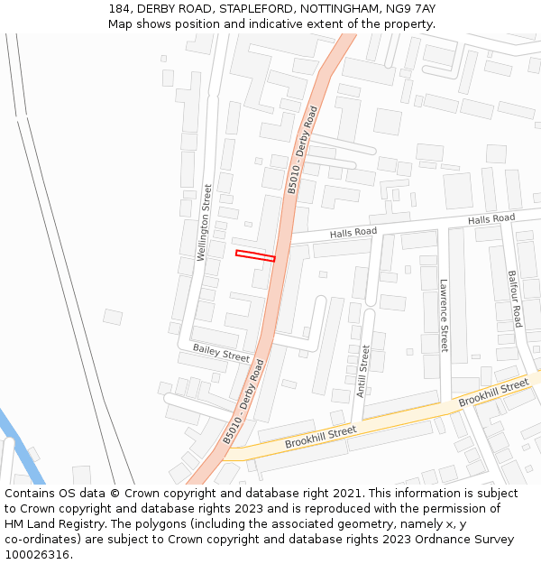 184, DERBY ROAD, STAPLEFORD, NOTTINGHAM, NG9 7AY: Location map and indicative extent of plot