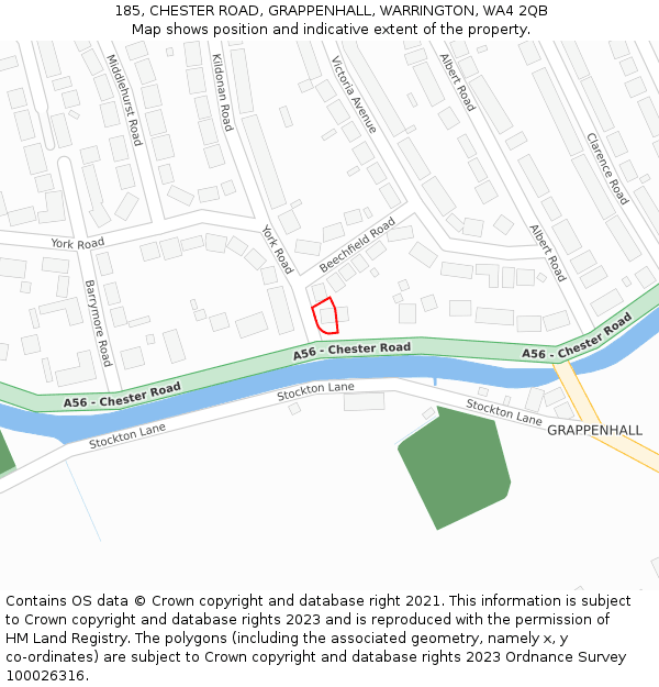 185, CHESTER ROAD, GRAPPENHALL, WARRINGTON, WA4 2QB: Location map and indicative extent of plot