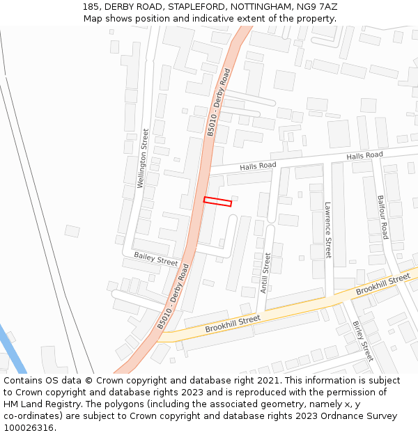 185, DERBY ROAD, STAPLEFORD, NOTTINGHAM, NG9 7AZ: Location map and indicative extent of plot