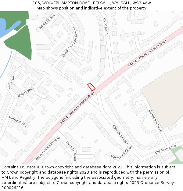 185, WOLVERHAMPTON ROAD, PELSALL, WALSALL, WS3 4AW: Location map and indicative extent of plot