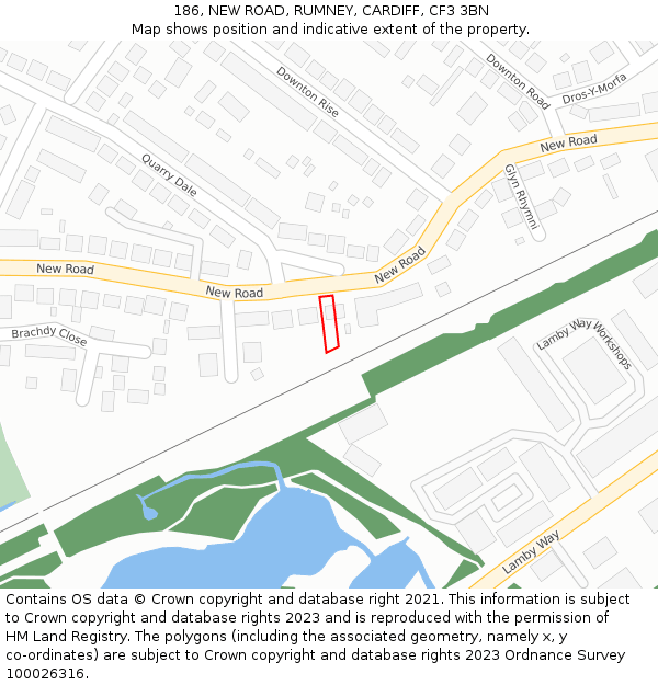 186, NEW ROAD, RUMNEY, CARDIFF, CF3 3BN: Location map and indicative extent of plot