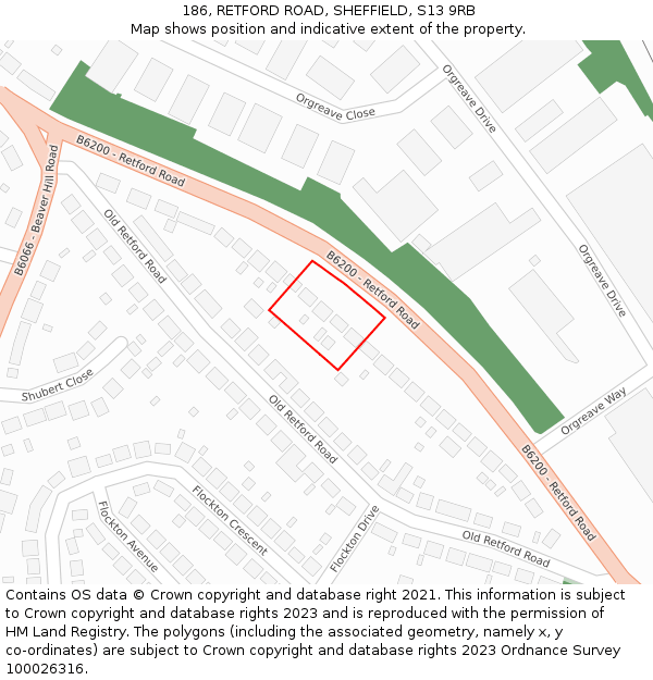 186, RETFORD ROAD, SHEFFIELD, S13 9RB: Location map and indicative extent of plot