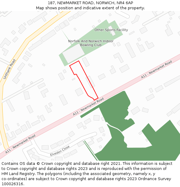 187, NEWMARKET ROAD, NORWICH, NR4 6AP: Location map and indicative extent of plot