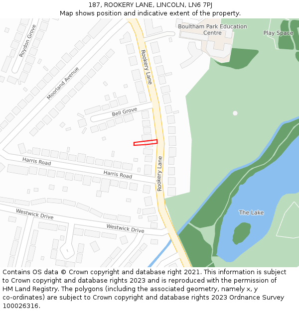 187, ROOKERY LANE, LINCOLN, LN6 7PJ: Location map and indicative extent of plot