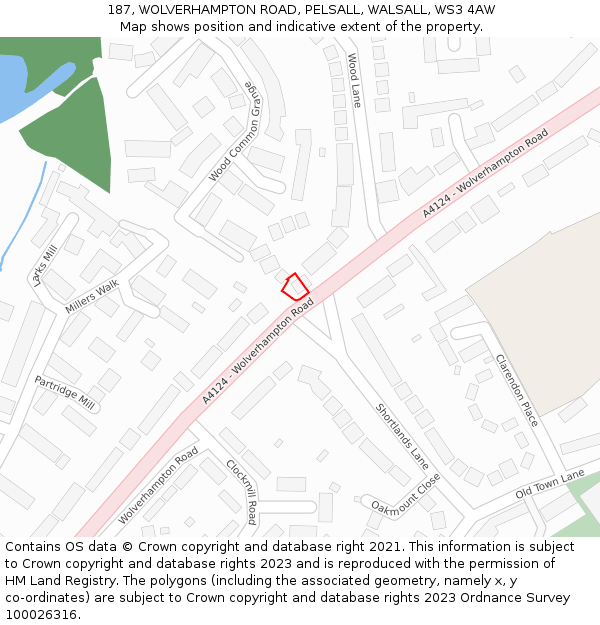 187, WOLVERHAMPTON ROAD, PELSALL, WALSALL, WS3 4AW: Location map and indicative extent of plot