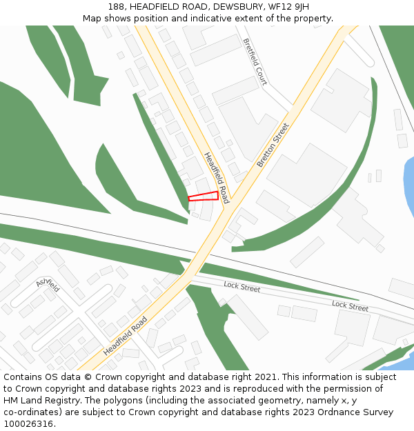 188, HEADFIELD ROAD, DEWSBURY, WF12 9JH: Location map and indicative extent of plot