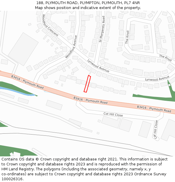 188, PLYMOUTH ROAD, PLYMPTON, PLYMOUTH, PL7 4NR: Location map and indicative extent of plot