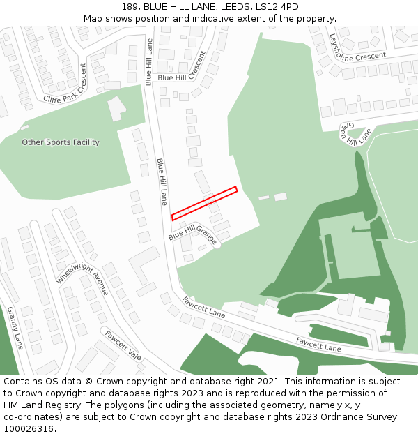 189, BLUE HILL LANE, LEEDS, LS12 4PD: Location map and indicative extent of plot