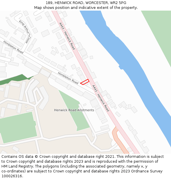 189, HENWICK ROAD, WORCESTER, WR2 5PG: Location map and indicative extent of plot
