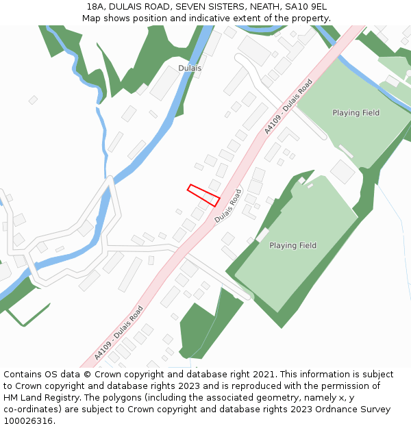 18A, DULAIS ROAD, SEVEN SISTERS, NEATH, SA10 9EL: Location map and indicative extent of plot