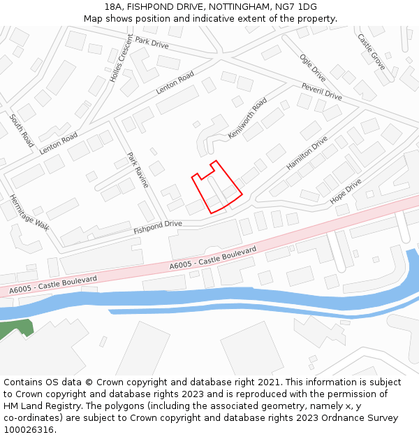 18A, FISHPOND DRIVE, NOTTINGHAM, NG7 1DG: Location map and indicative extent of plot