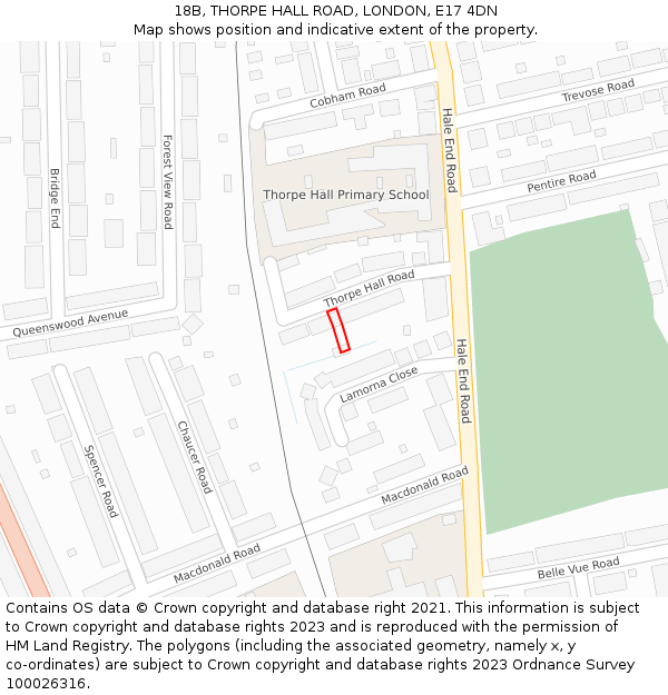 18B, THORPE HALL ROAD, LONDON, E17 4DN: Location map and indicative extent of plot