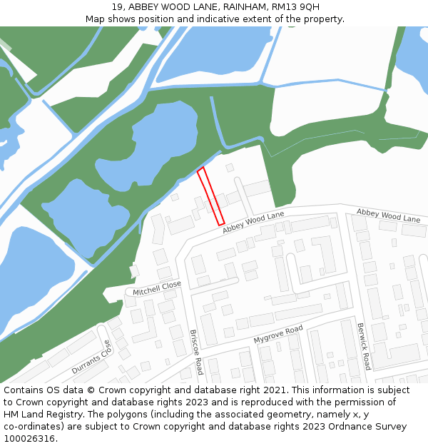 19, ABBEY WOOD LANE, RAINHAM, RM13 9QH: Location map and indicative extent of plot