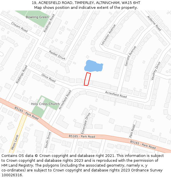 19, ACRESFIELD ROAD, TIMPERLEY, ALTRINCHAM, WA15 6HT: Location map and indicative extent of plot