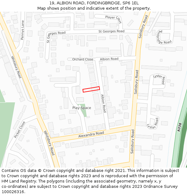 19, ALBION ROAD, FORDINGBRIDGE, SP6 1EL: Location map and indicative extent of plot