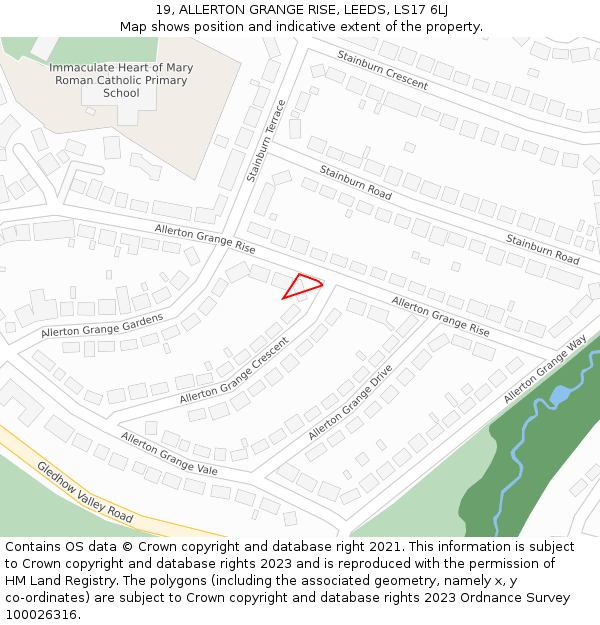 19, ALLERTON GRANGE RISE, LEEDS, LS17 6LJ: Location map and indicative extent of plot