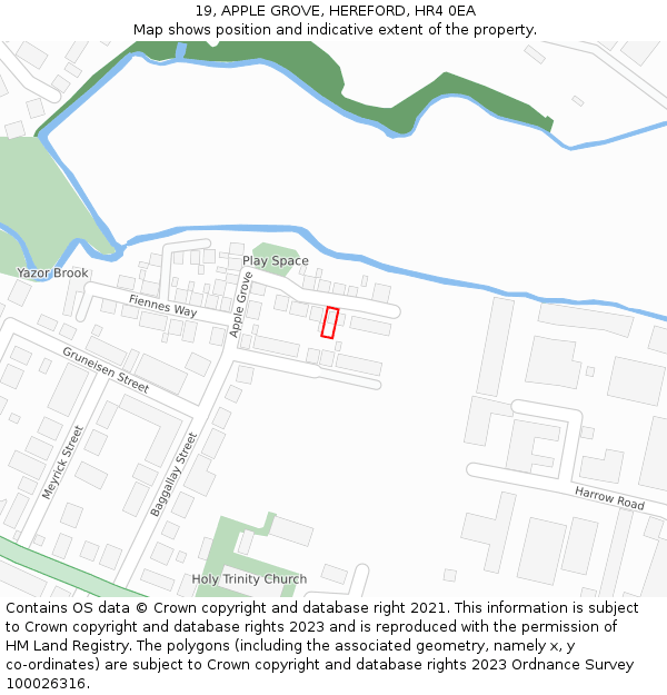 19, APPLE GROVE, HEREFORD, HR4 0EA: Location map and indicative extent of plot